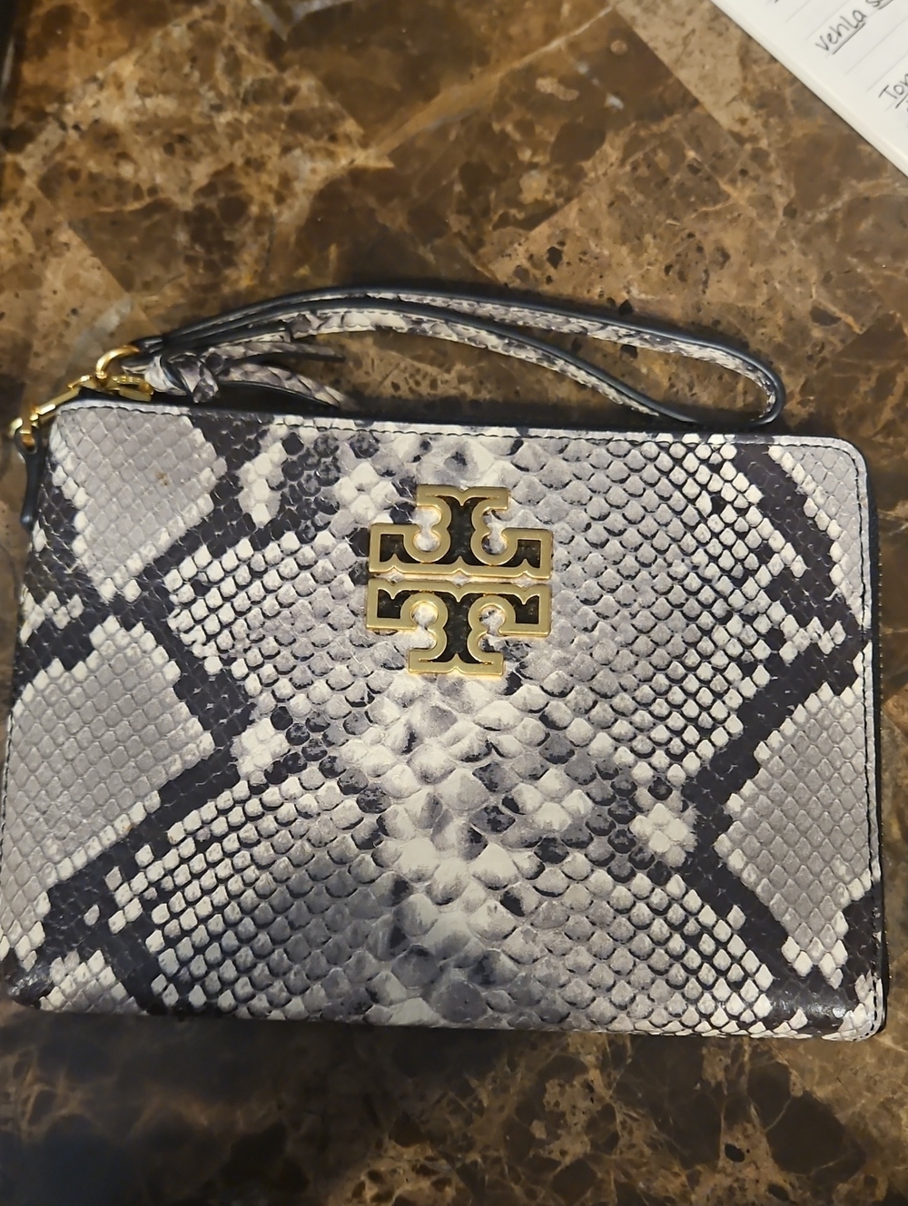 Authentic Tory Burch Britten Large zip pouch